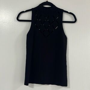 White House Black Market Diamond Cutwork Tank size XS black